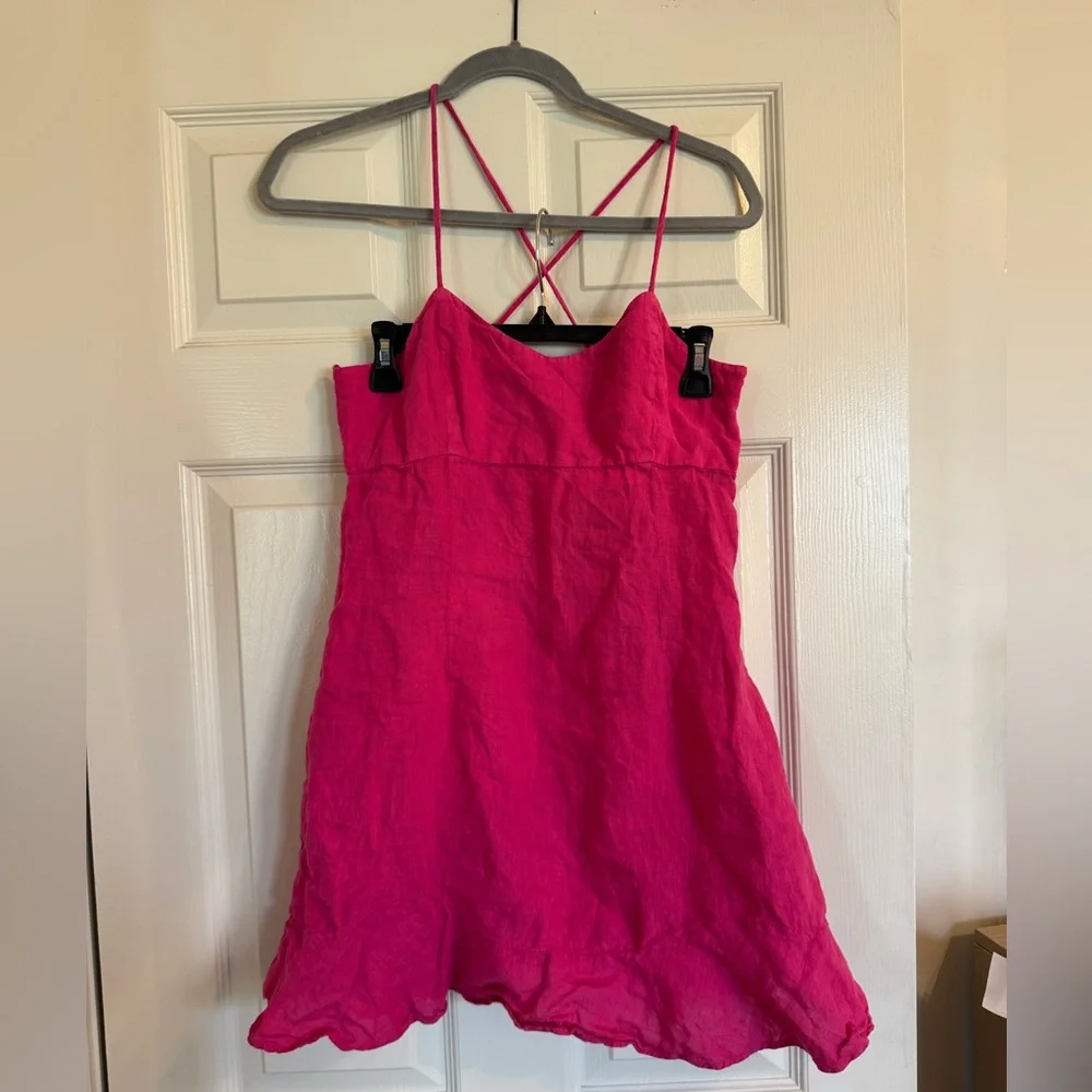 Pink linen Slip Dress - Picture 4 of 7